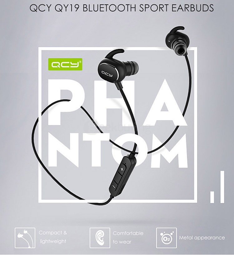QCY QY19 Bluetooth 4.1 Sport Earphones with Mic On-cord Control / CVC6.0 Noise Cancelling / IPX4 Sweatproof - White