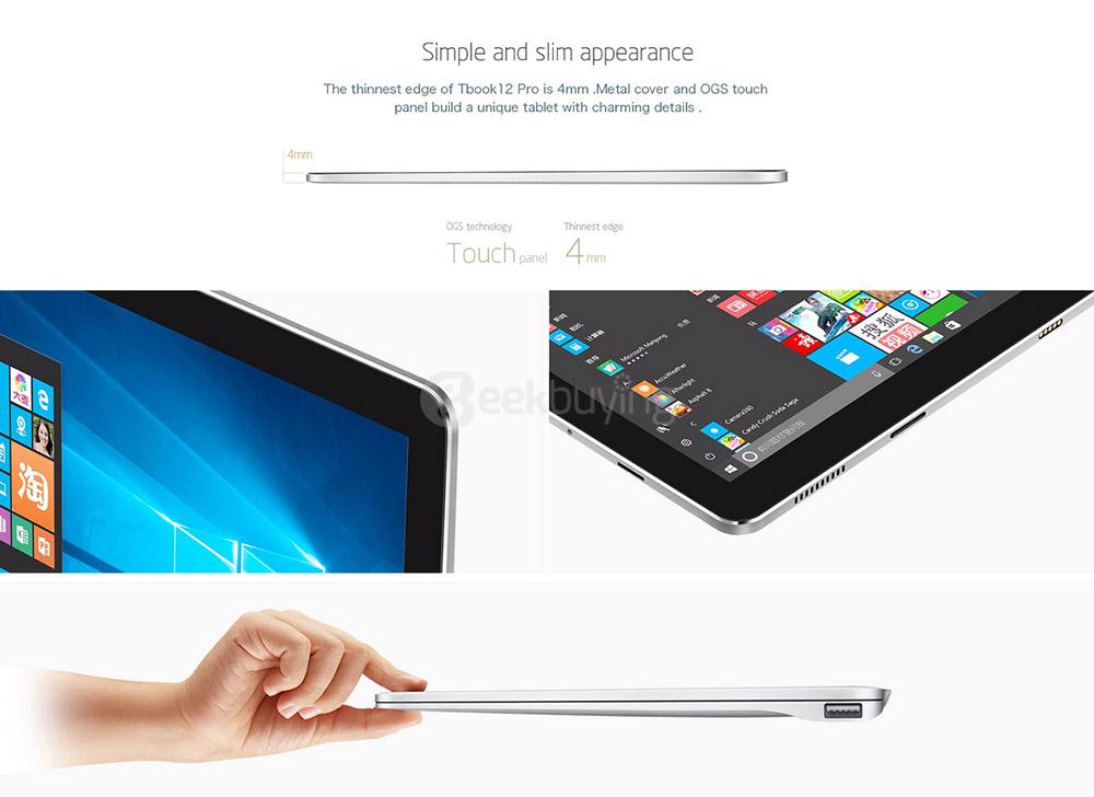 Teclast Tbook 12 Pro 2in1 Tablet PC Intel Cherry Trail Z8300 12.2 inch Dual OS Windows 10 + Android 5.1 4GB/64GB Quad Core 1.84GHz OGS Screen 1920*1200 - Silver