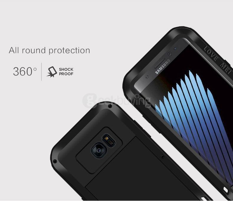 Love Mei Case Dirt-proof Snow-proof And Shock-proof Metal Shell Rugged Case For Samsung Galaxy Note 7 - Black
