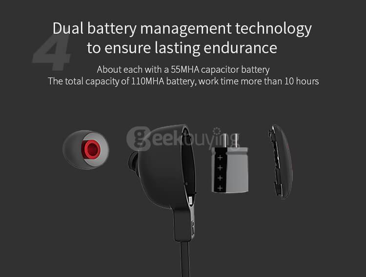 KZ-HDSE Bluetooth CSR4.1 Sports Earbuds with Dual Stereo MIC APTX Music Earphones For iPhone Sumsang - Black