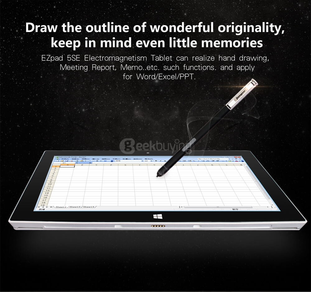Jumper EZpad 5SE 2in1 Tablet PC 10.6 inch Windows 10 4GB/64GB Intel Cherry Trail Z8300 Quad Core 1.84GHz IPS 1920*1080 (With Docking Keyboard and Stylus) - Silver