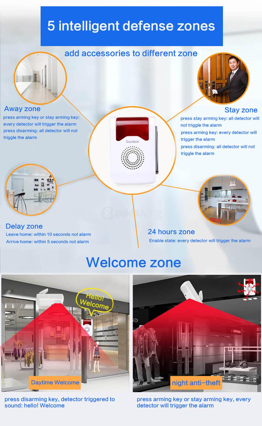 YA-302 Wireless Audible Anti-theft Alarm Anti-theft Alarm System - White