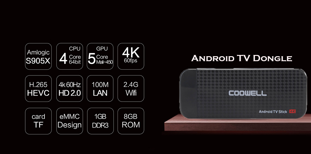 Bundle COOWELL V5 Amlogic S905X Android 6.0 Marshmallow KODI TV Dongle 1G/8G WIFI + Tronsmart TSM01 EN Air Mouse