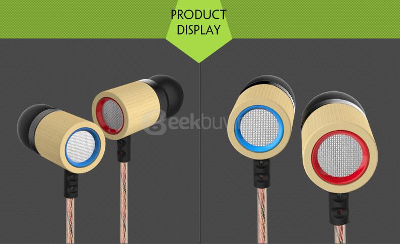 KZ ED7 Bamboo Wood In-ear Bass Stereo Earbuds with Microphone 3.5mm HD HiFi Earphones - Gold