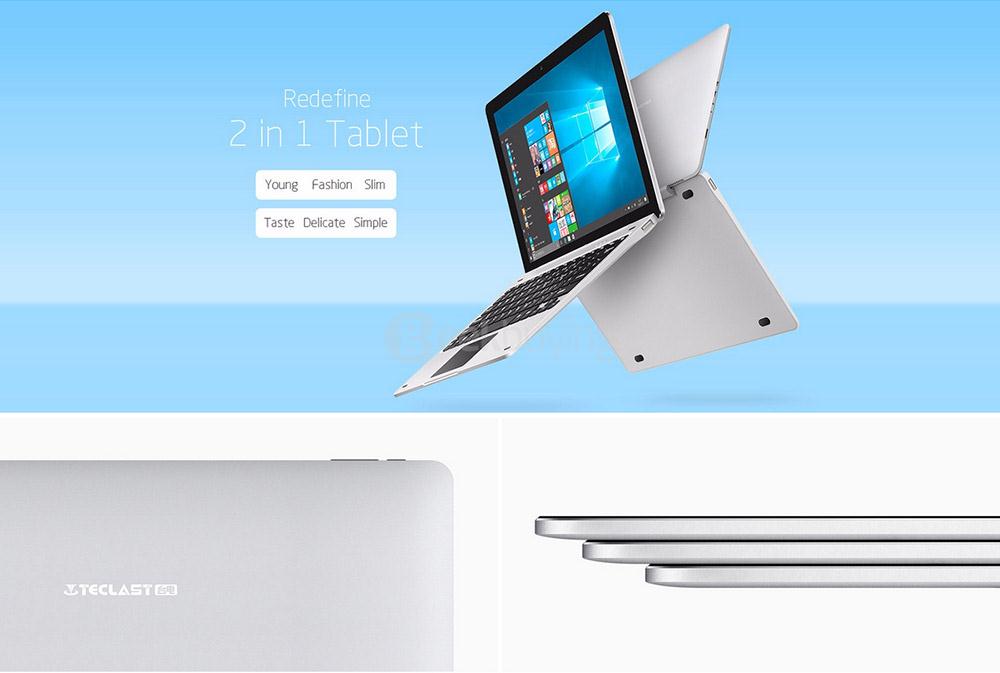Teclast Tbook 12 Pro 2in1 Tablet PC Intel Cherry Trail Z8300 12.2 inch Dual OS Windows 10 + Android 5.1 4GB/64GB Quad Core 1.84GHz OGS Screen 1920*1200 - Silver