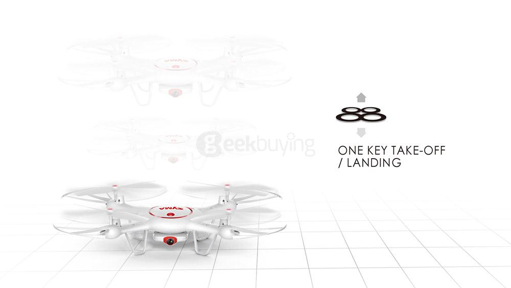 SYMA X5UC 2MP Camera Altitude Hold Mode Dual Battery 2.4G 4CH 6Axis RC Quadcopter RTF - White