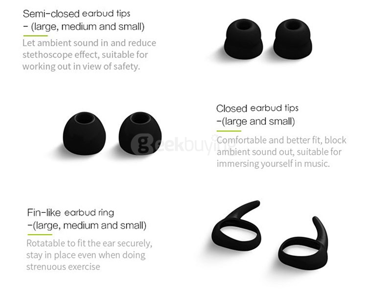 QCY QY19 Bluetooth 4.1 Sport Earphones with Mic On-cord Control / CVC6.0 Noise Cancelling / IPX4 Sweatproof - Black