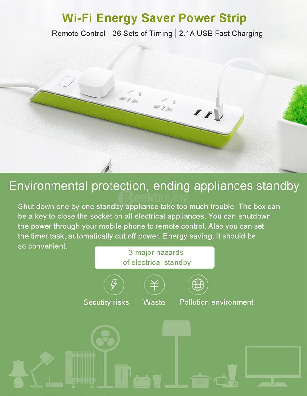 Broadlink MP2 Smart Home System Power Strip Wireless Remote Control Electrical Smart Plugs Sockets By e-controle Switch - White