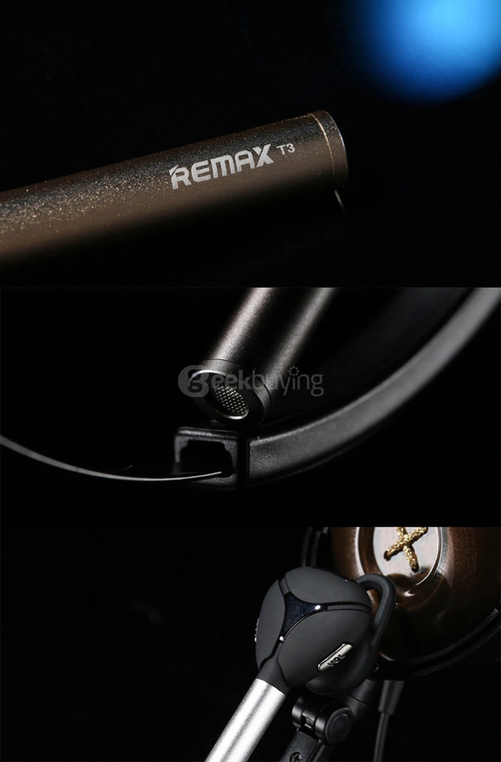 REMAX RB-T3 Remote Shutter Bluetooth 4.1 Headset - Silver
