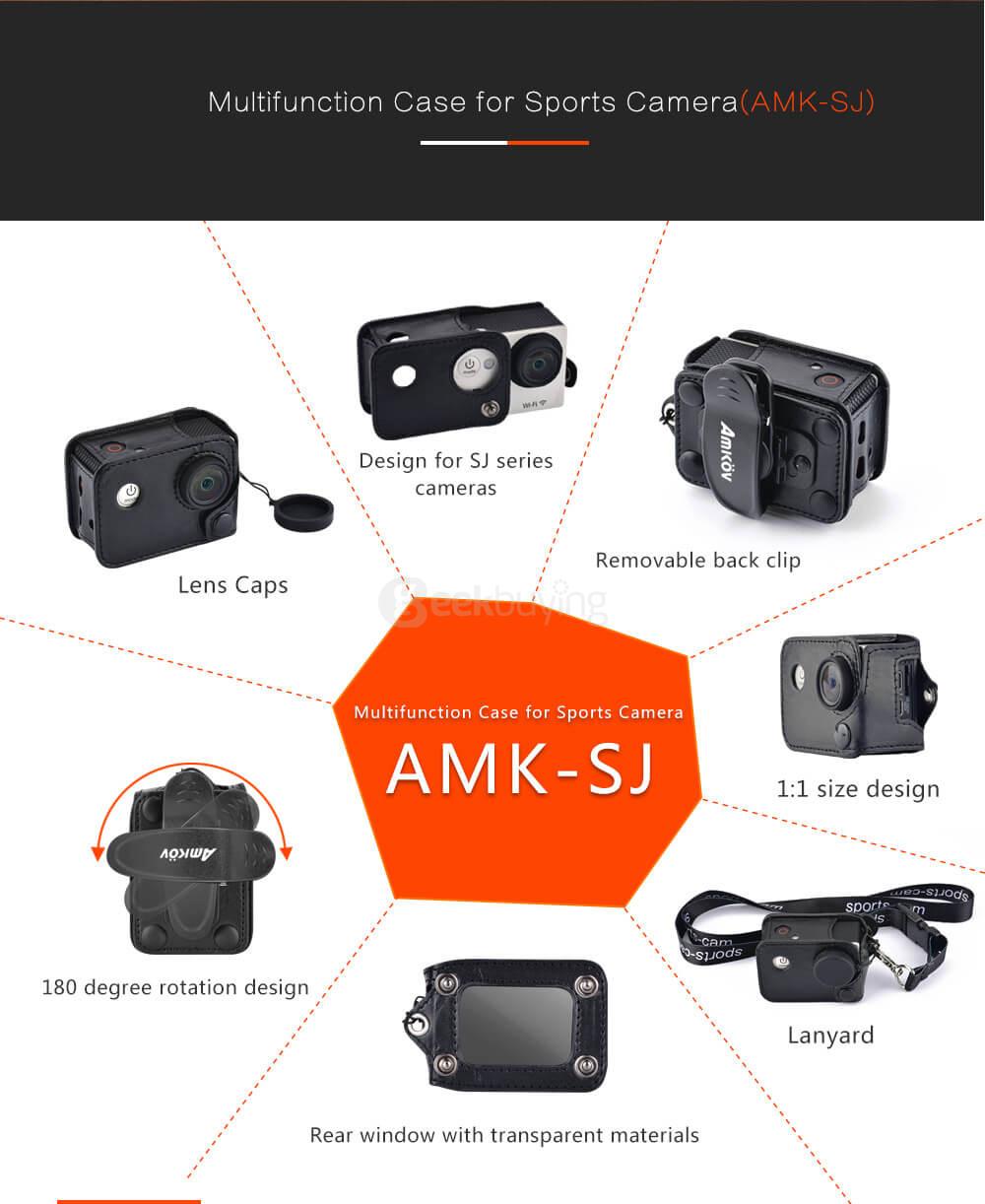 Amkov AMK-SJ Camera Case Detachable 180 Degree Rotation Camera Bag for SJCAM Camera