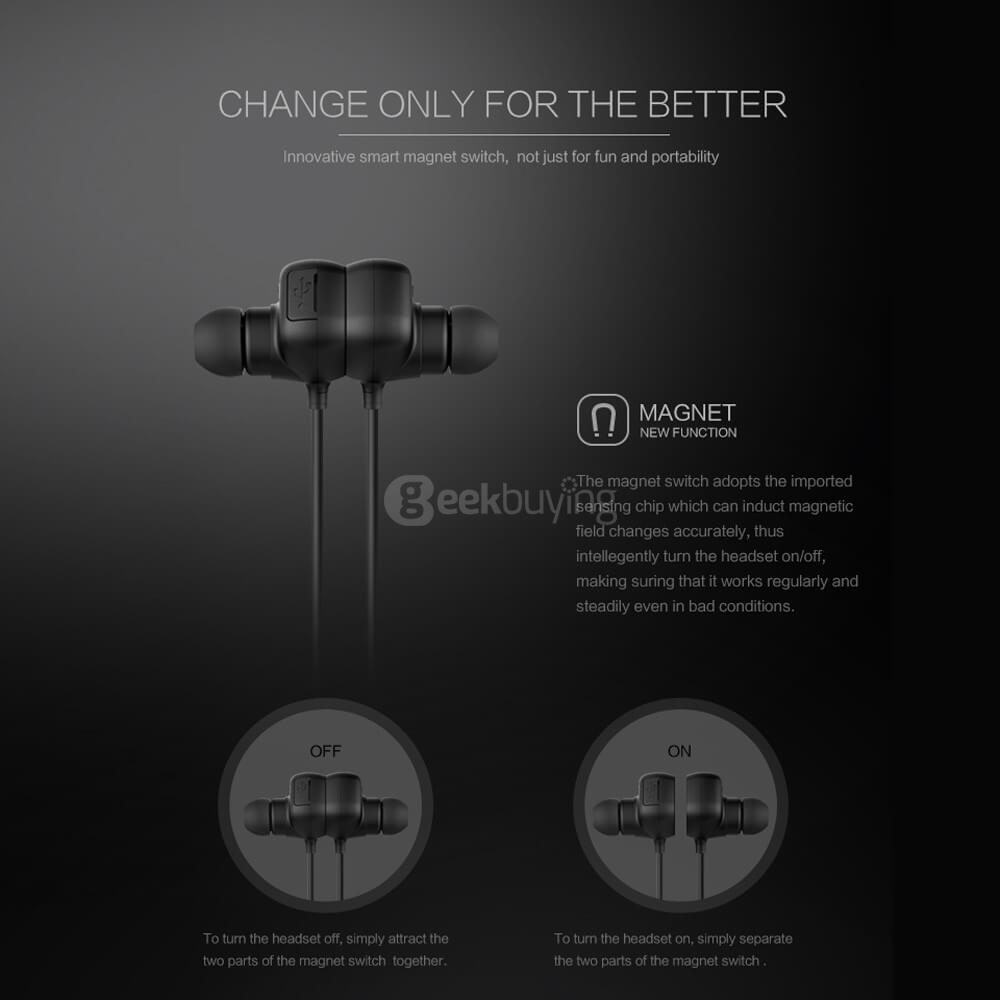 QCY QY12 Bluetooth 4.1 Earbuds with Mic Smart Magnet Adsorption Function / CVC6.0 Noise Cancelling - Black