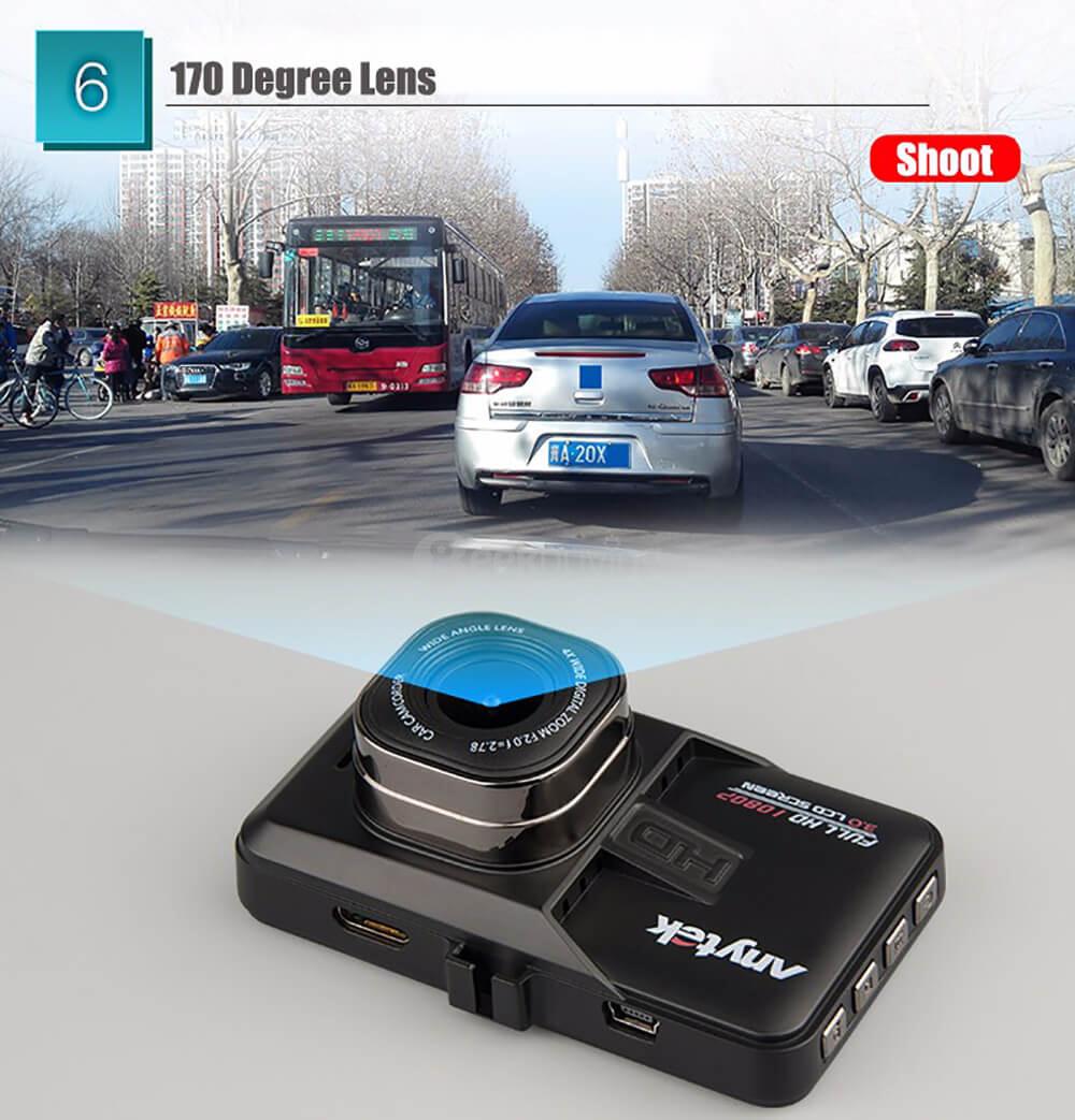 Anytek A98 AR0330 CMOS Image Sensor 3.0inch HD 170 Degree Wide Angle F2.0 Aperture Night Vision Loop Record Car Camera Car DVR - Black