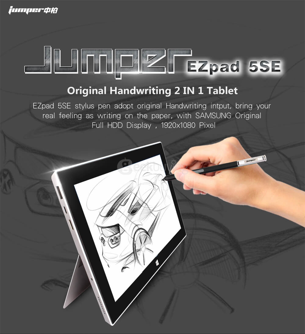 Jumper EZpad 5SE 2in1 Tablet PC 10.6 inch Windows 10 4GB/64GB Intel Cherry Trail Z8300 Quad Core 1.84GHz IPS 1920*1080 (With Docking Keyboard and Stylus) - Silver