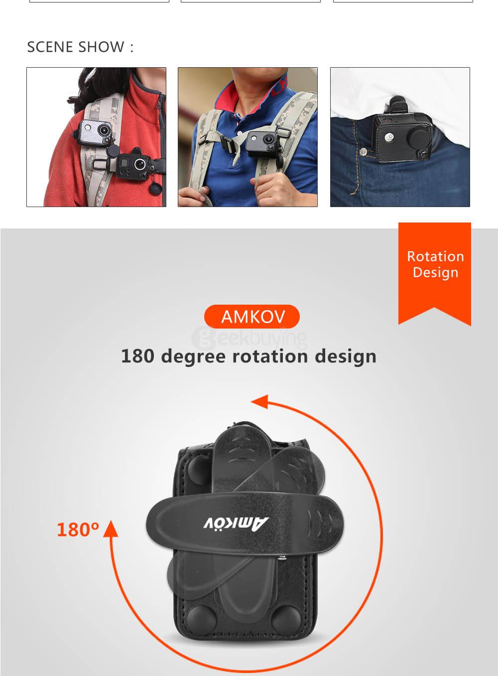 Amkov AMK-SJ Camera Case Detachable 180 Degree Rotation Camera Bag for SJCAM Camera