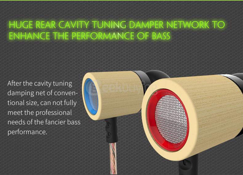 KZ ED7 Bamboo Wood In-ear Bass Stereo Earbuds with Microphone 3.5mm HD HiFi Earphones - Gold