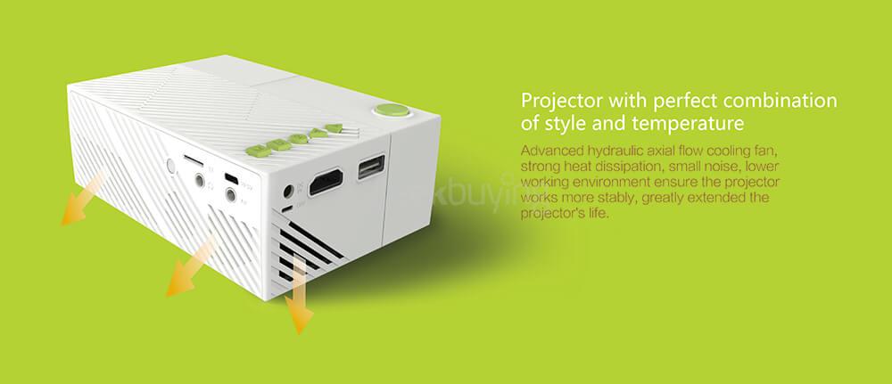 YG-310 Portable Mini LCD Projector 800 Lumens 320*240 Pixels Support 1080P HDMI / USB / AV Connectivity Built-in 1300mAh Battery - White