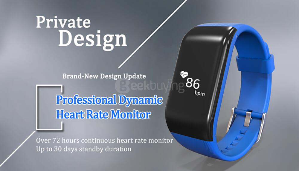 R1 Bluetooth 4.0 Smartband Dynamic Heart Rate Monitor Fitness Tracker Remote Camera Call Reminder IP67 Waterproof for Android iOS - Brown