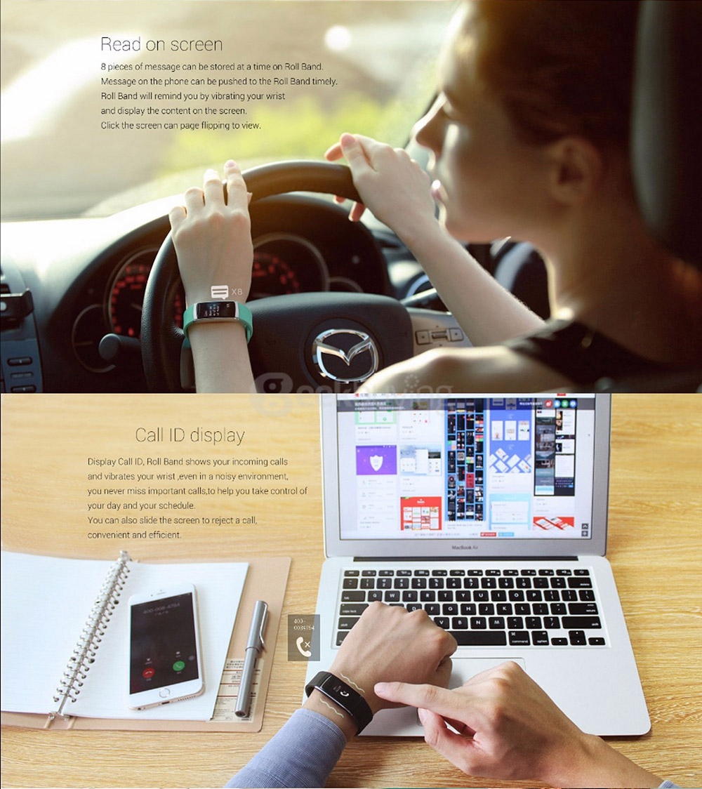 iWOWNFIT i6 Pro Bluetooth 4.0 Smart Wristband Heart Rate Monitor / Multi-Sports Tracker / Call Reminder / Remote Camera / Find Phone for Android iOS - Black