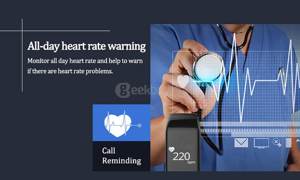 R1 Bluetooth 4.0 Smartband Dynamic Heart Rate Monitor Fitness Tracker Remote Camera Call Reminder IP67 Waterproof for Android iOS - Orange