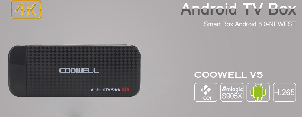 COOWELL V5 Amlogic S905X Android 6.0 Marshmallow TV Dongle 1G/8G WIFI KODI TV Dongle
