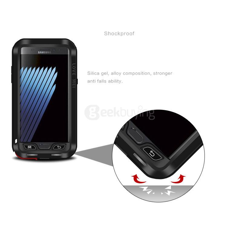 Love Mei Case Dirt-proof Snow-proof And Shock-proof Metal Shell Rugged Case For Samsung Galaxy Note 7 - Black
