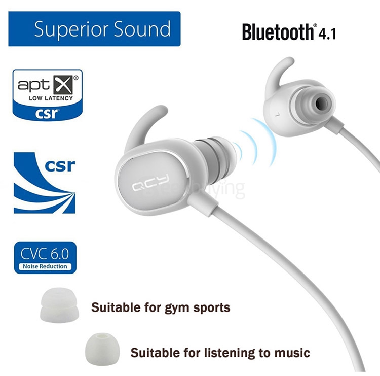 QCY QY19 Bluetooth 4.1 Sport Earphones with Mic On-cord Control / CVC6.0 Noise Cancelling / IPX4 Sweatproof - Green