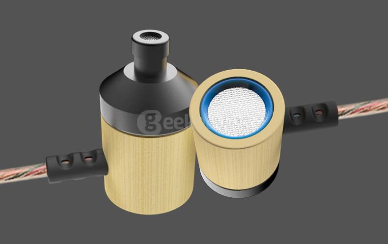 KZ ED7 Bamboo Wood In-ear Bass Stereo Earbuds with Microphone 3.5mm HD HiFi Earphones - Gold