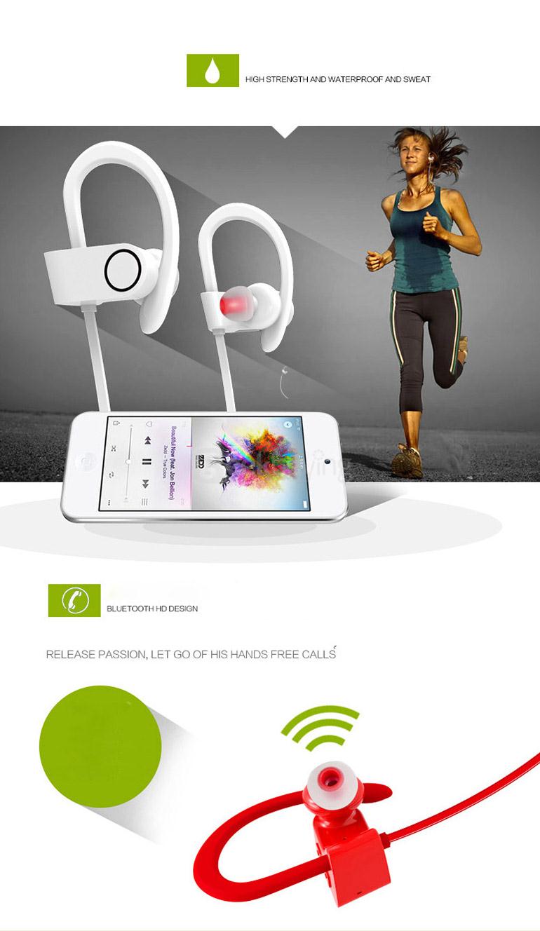 U8 Wireless Bluetooth 4.1 HiFi Music Sport In-ear Earbuds CVC6.0 Noise Cancelling - Black