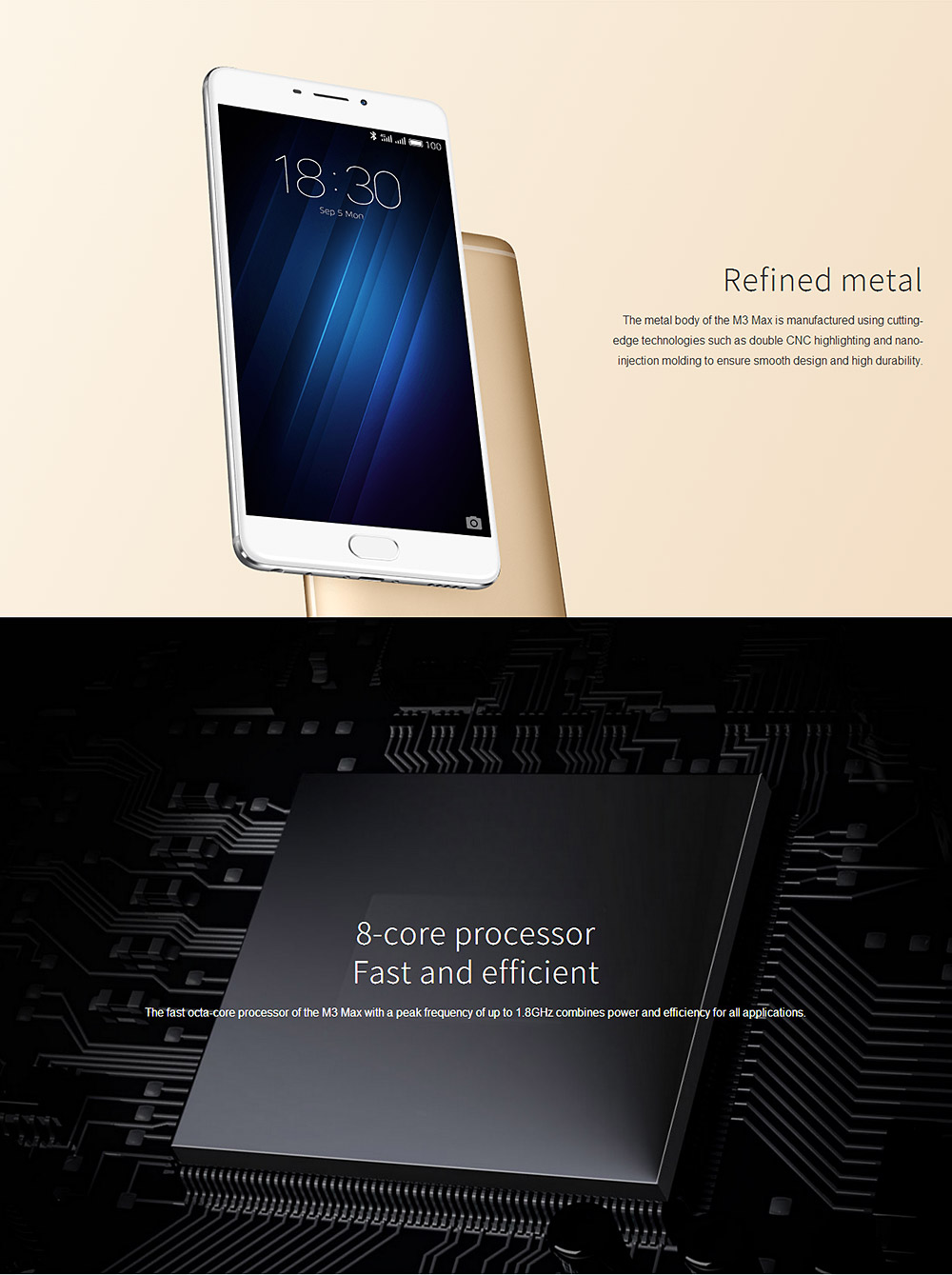 Meizu M3 MAX / Meilan Max 6.0inch IPS FHD 1080P Flyme 5 Smartphone Helio P10 MT6755M Octa Core 3GB 64GB 13.0MP 4100mAh Fast Charge Touch ID - Silver