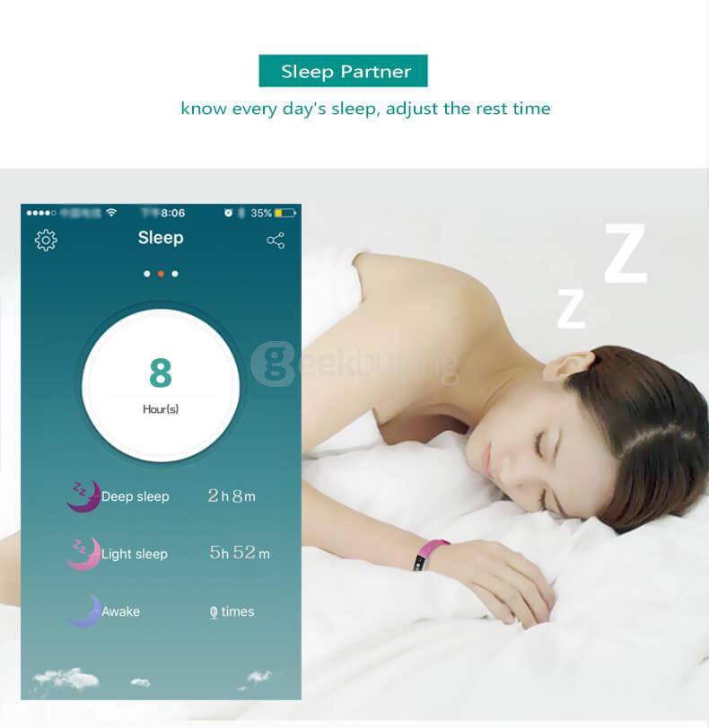 Micro-K Bluetooth 4.0 Smart Bracelet Heart Rate Monitor Sport Fitness Tracker Call Reminder for Android iOS - Purple