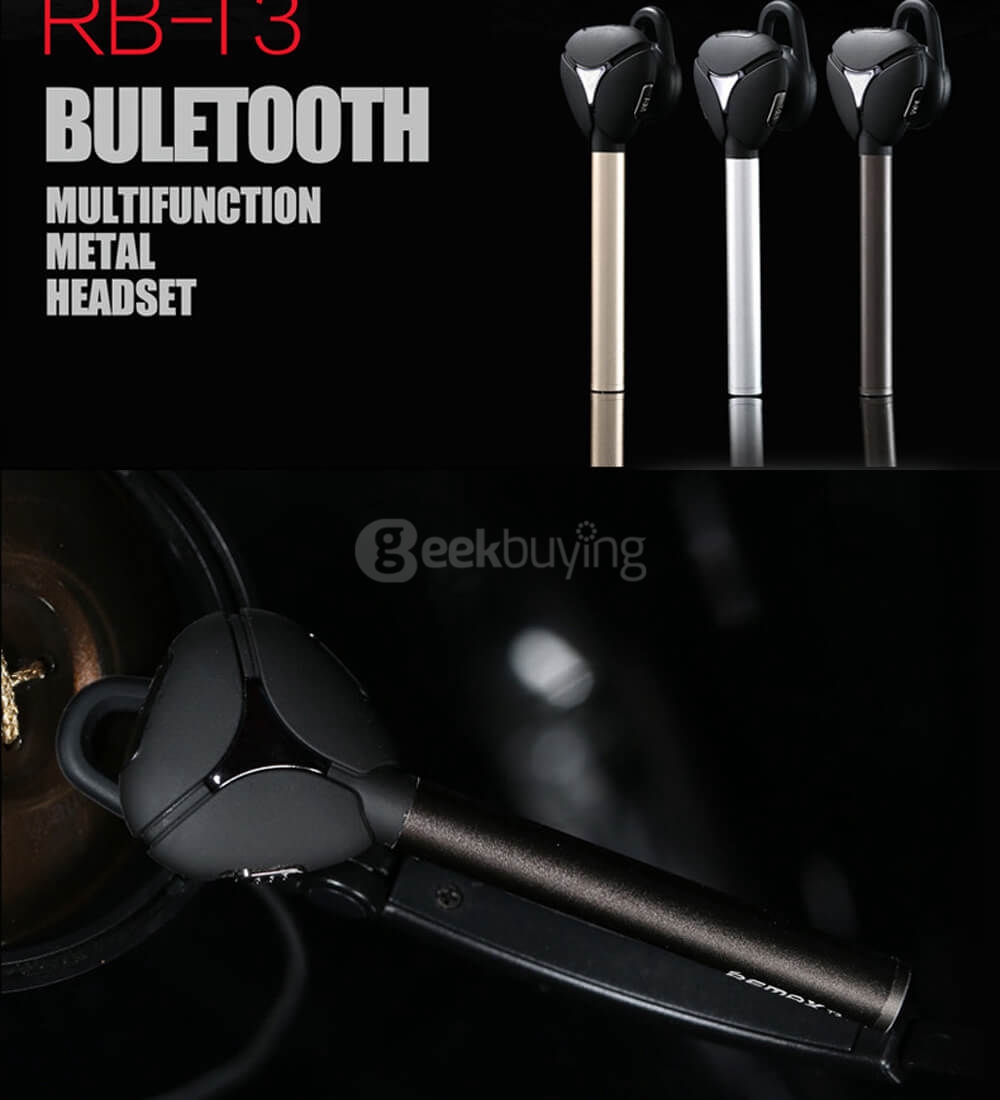 REMAX RB-T3 Remote Shutter Bluetooth 4.1 Headset - Silver