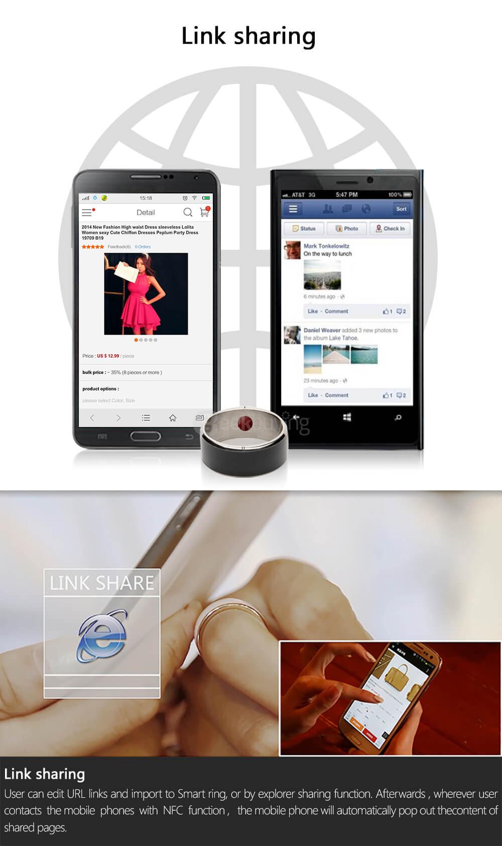 Size 9 Jakcom R3F Smart Ring Waterproof Wearable Ring for NFC Electronics Mobile Phone Android Smartphone - Black