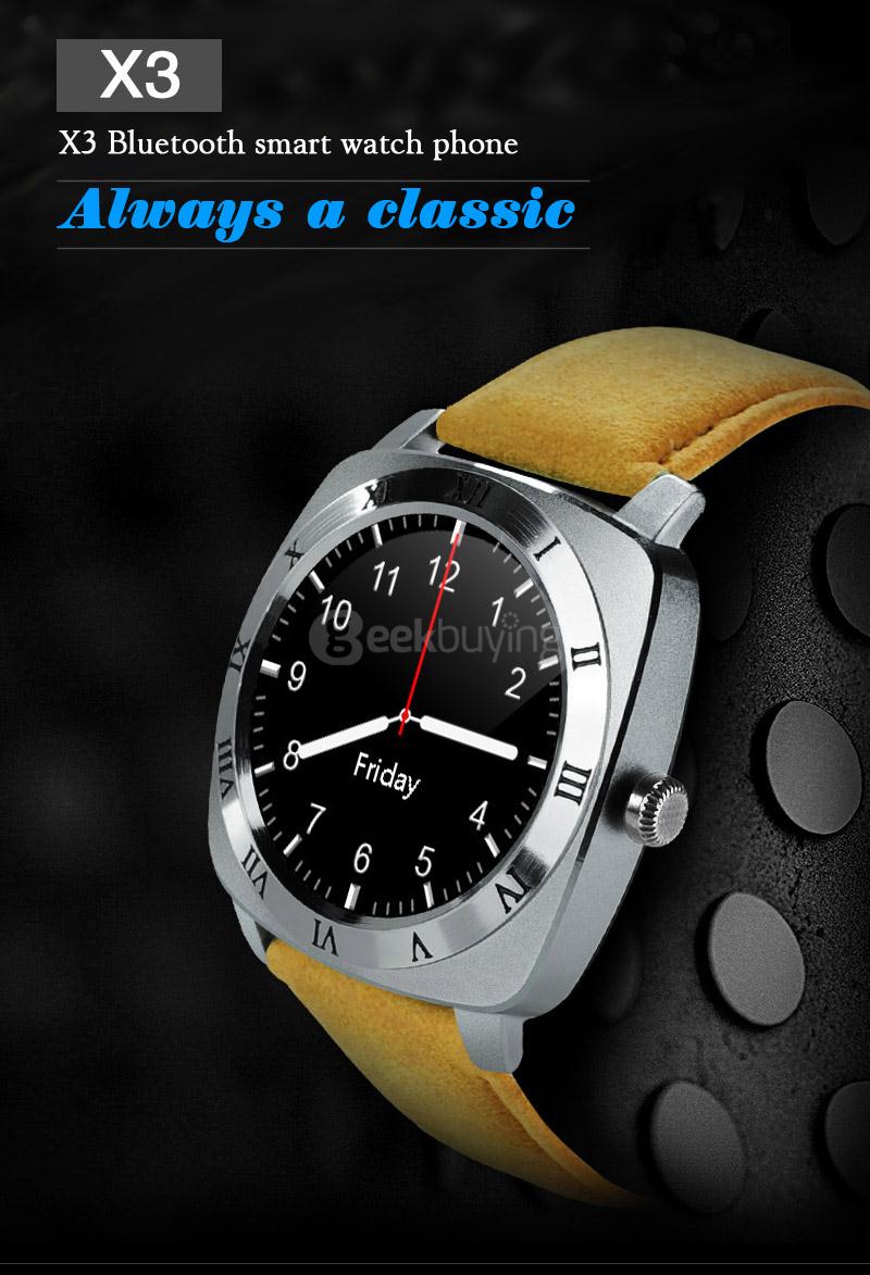 X3 2G Smartwatch Phone 1.33 inch MTK6261 Pedometer Sleep Monitor Sedentary Reminder Support SIM TF Card 1.3MP Camera - Silver