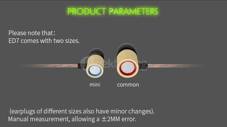 KZ ED7 Bamboo Wood In-ear Bass Stereo Earbuds with Microphone 3.5mm HD HiFi Earphones - Gold