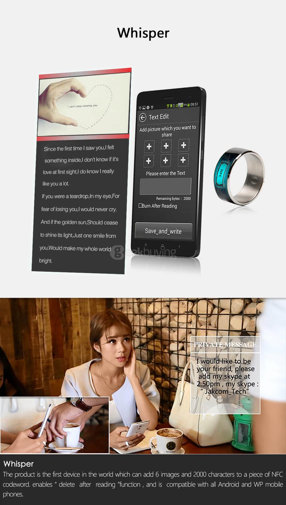 Size 11 Jakcom R3F Smart Ring Waterproof Wearable Ring for NFC Electronics Mobile Phone Android Smartphone - Black