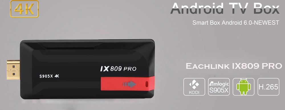 Eachlink IX809 PRO Android 6.0 Marshmallow Amlogic S905X TV Dongle KODI 1G/8G WIFI LAN