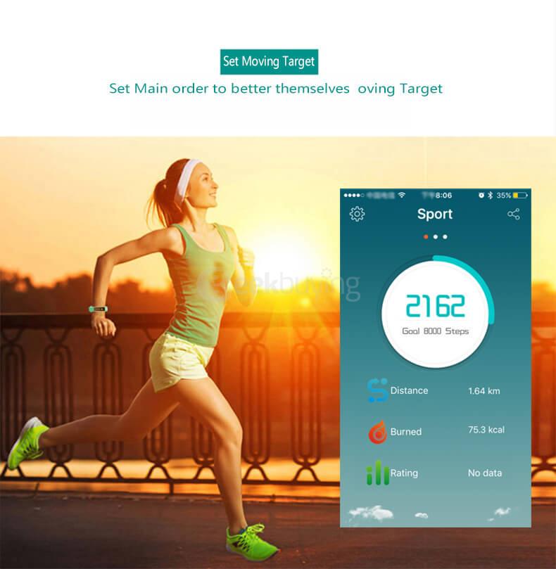 Micro-K Bluetooth 4.0 Smart Bracelet Heart Rate Monitor Sport Fitness Tracker Call Reminder for Android iOS - Purple