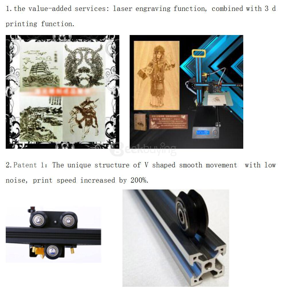 Creality3D CR-8 2 in 1 Laser Engraving 3D Printer Support TF Card / Online Print - Black