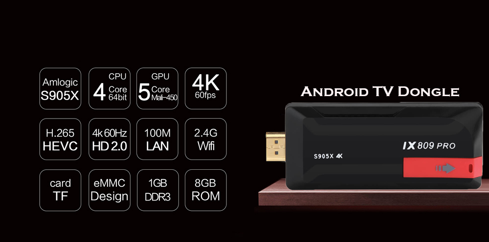 Eachlink IX809 PRO Android 6.0 Marshmallow Amlogic S905X TV Dongle KODI 1G/8G WIFI LAN