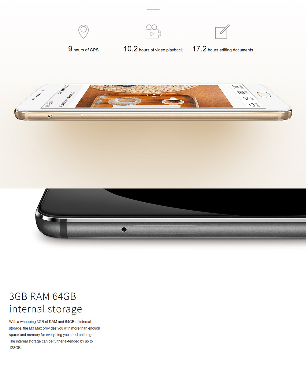 Meizu M3 MAX / Meilan Max 6.0inch IPS FHD 1080P Flyme 5 Smartphone Helio P10 MT6755M Octa Core 3GB 64GB 13.0MP 4100mAh Fast Charge Touch ID - Silver