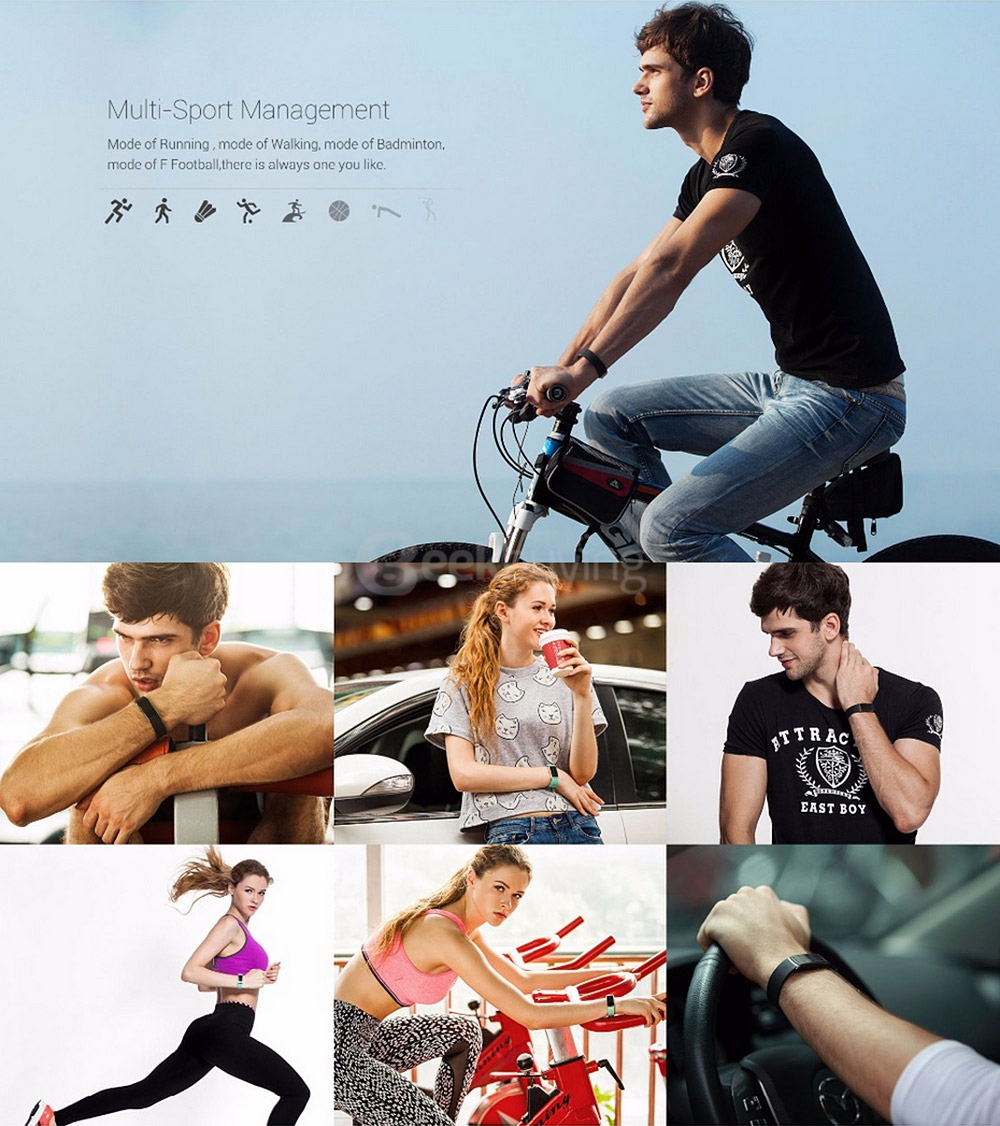 iWOWNFIT i6 Pro Bluetooth 4.0 Smart Wristband Heart Rate Monitor / Multi-Sports Tracker / Call Reminder / Remote Camera / Find Phone for Android iOS - Black