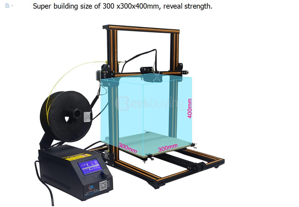 Creality3D CR-10 High Accuracy 3D Desktop Printer Support TF Card / Online Print - Black