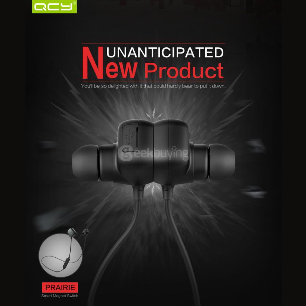 QCY QY12 Bluetooth 4.1 In-ear Earbuds with Mic Smart Magnet Adsorption Function / CVC6.0 Noise Cancelling - White