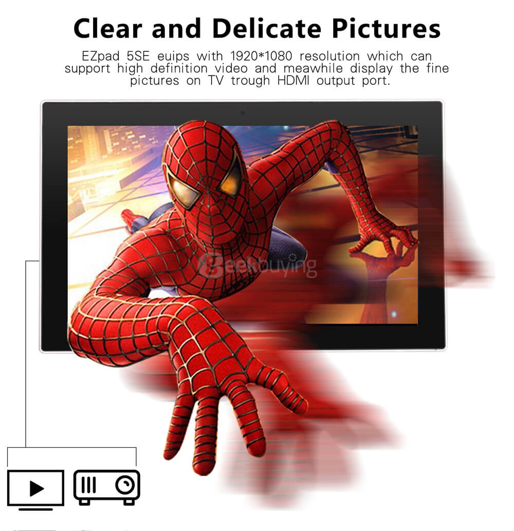 Jumper EZpad 5SE 2in1 Tablet PC 10.6 inch Windows 10 4GB/64GB Intel Cherry Trail Z8300 Quad Core 1.84GHz IPS 1920*1080 (With Docking Keyboard and Stylus) - Silver