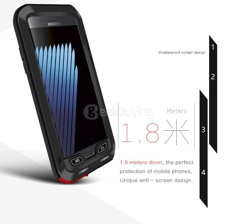 Love Mei Case Dirt-proof Snow-proof And Shock-proof Metal Shell Rugged Case For Samsung Galaxy Note 7 - Black