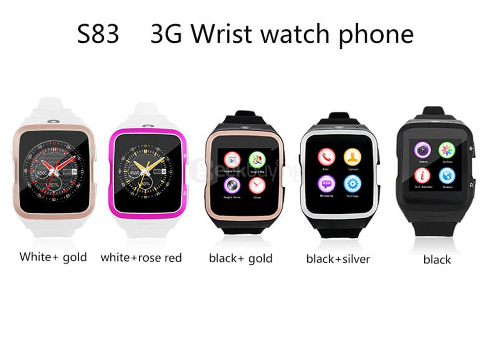 ZGPAX S83 3G Smart Watch Phone Android 5.1 MTK6580 Quad Core 1.3GHz 512MB/8GB 5.0MP Camera WiFi Bluetooth 4.0 GPS - Gold