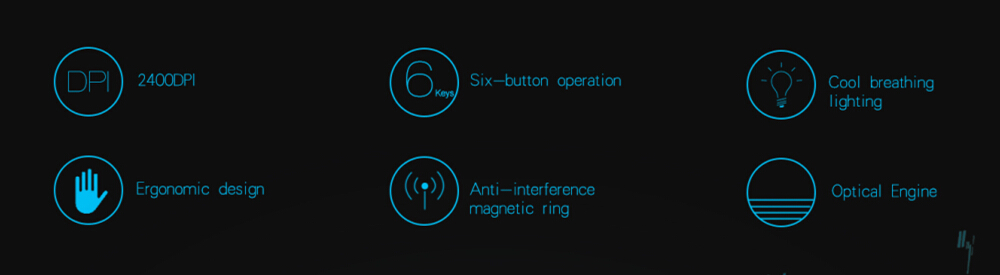 ELE EleEnter Professional USB Wired Gaming Mouse 2400 DPI Ergonomic Design with Colorful Breathing Light - Black