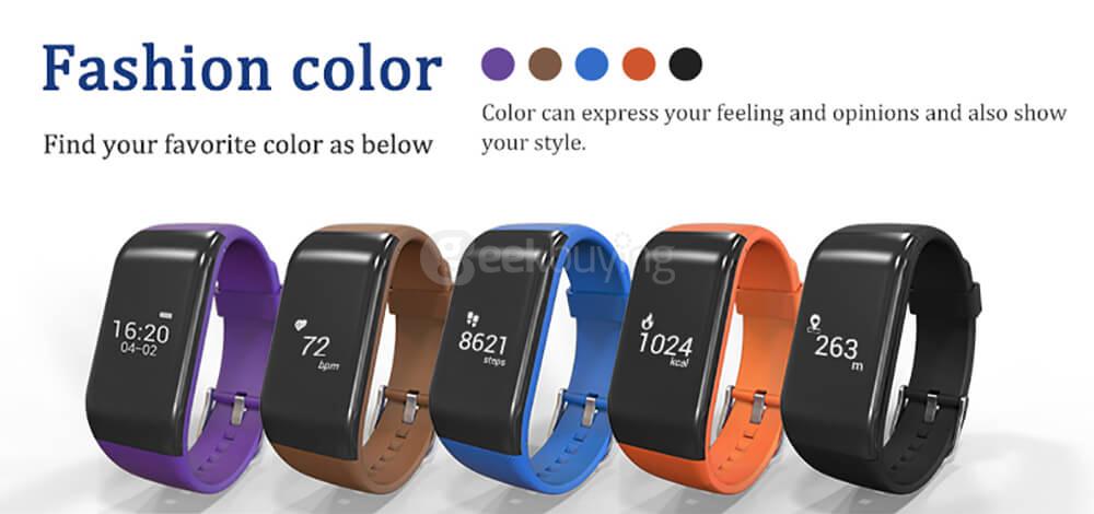 R1 Bluetooth 4.0 Smartband Dynamic Heart Rate Monitor Fitness Tracker Remote Camera Call Reminder IP67 Waterproof for Android iOS - Black