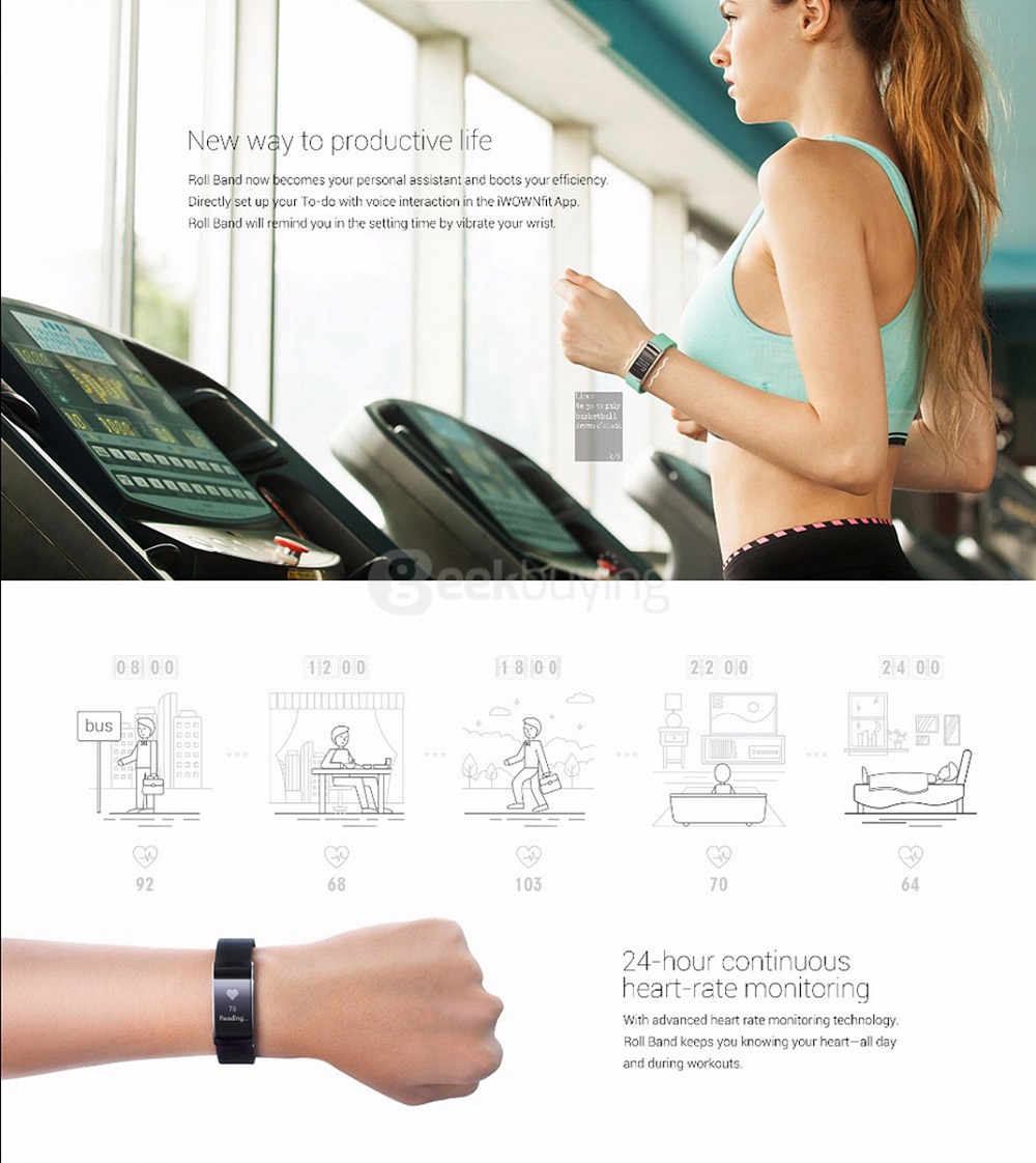 iWOWNFIT i6 Pro Bluetooth 4.0 Smart Wristband Heart Rate Monitor / Multi-Sports Tracker / Call Reminder / Remote Camera / Find Phone for Android iOS - Black