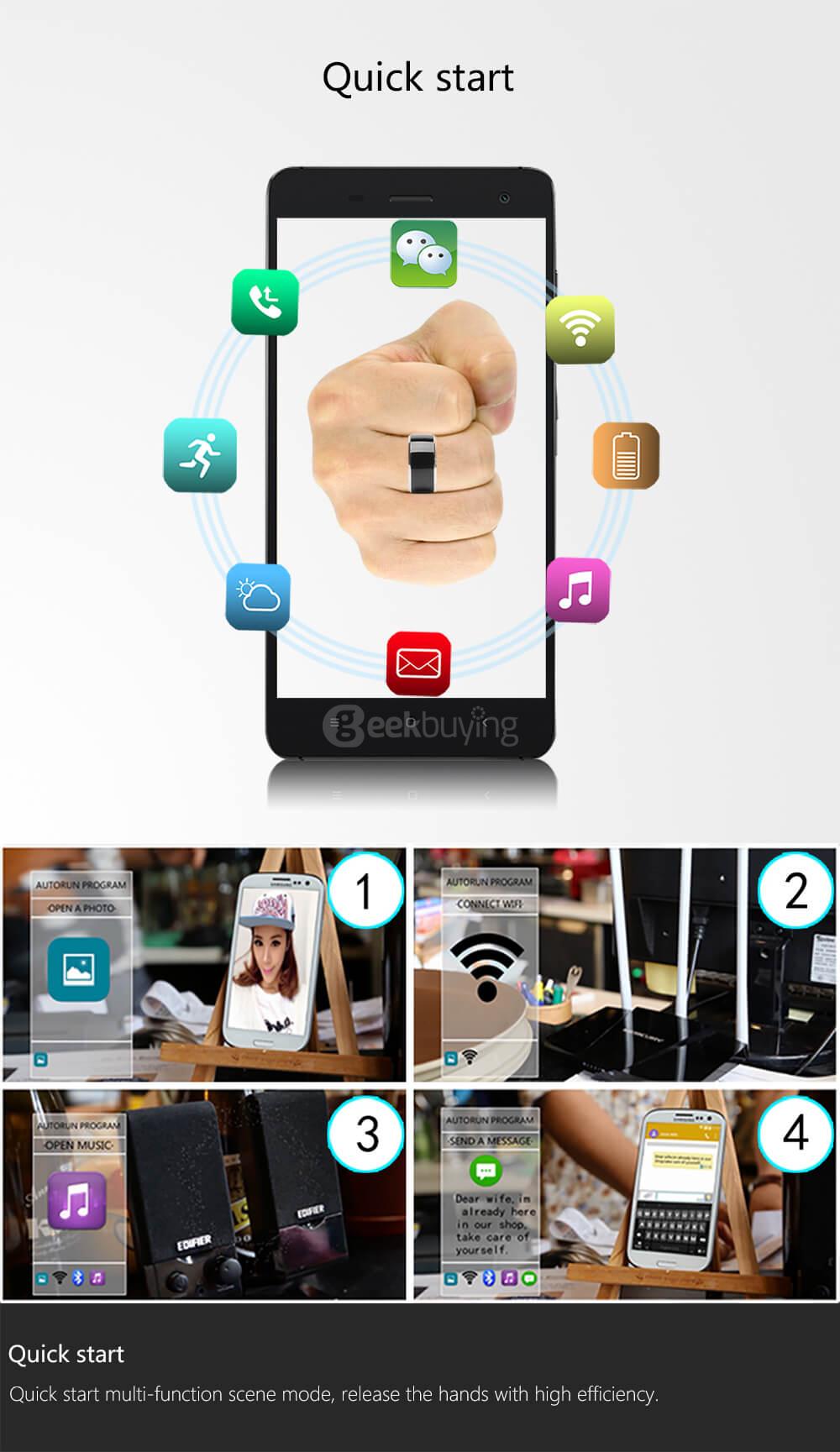 Size 9 Jakcom R3F Smart Ring Waterproof Wearable Ring for NFC Electronics Mobile Phone Android Smartphone - Black